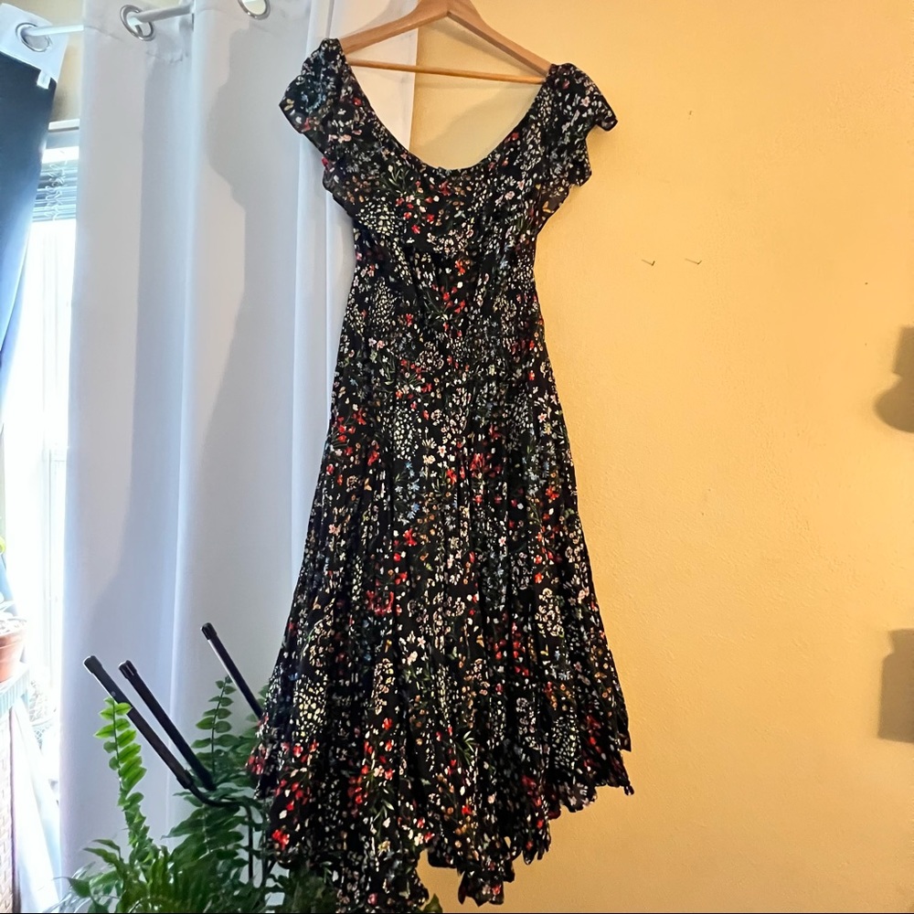 Fairycore Floral Black Sundress Size L
